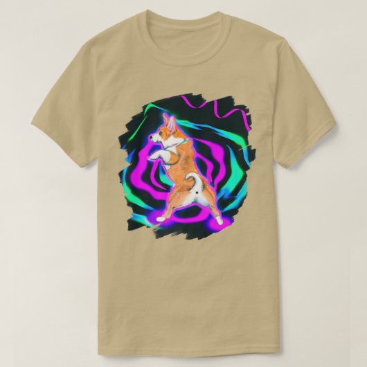 Funny Corgi Dog Dancing Retro Breakdancing Dance D Tシャツ (デザイン正面)