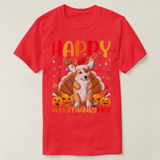 Funny Corgi Dog Lover Happy Corgi Hellothanksmas-1 Tシャツ (デザイン正面)