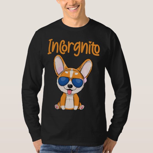 Funny Corgi Incorgnito Dog Tシャツ (正面)