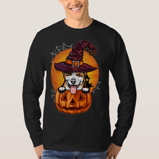 Funny Corgi Pumpkin Halloween Tシャツ (正面)