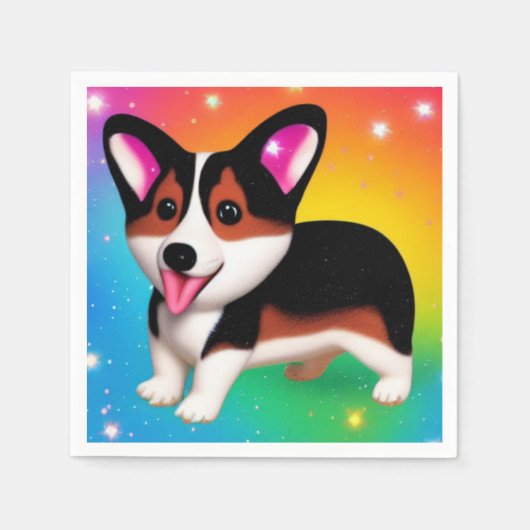 Funny Corgi Puppy Dog   スタンダードカクテルナプキン (正面)