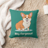 Funny Corgi Puppy Pun - Hey Corgeous クッション (ブランケット)