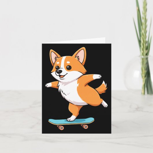 Funny Corgi Skater Skateboard Ballerina Mom Dad Ki カード (正面)