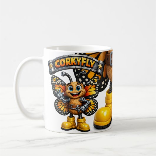 Funny Corky Fly コーヒーマグカップ (左)
