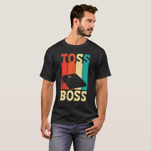 Funny Cornhole Corn Hole Retro Toss Boss Tシャツ (正面フル)