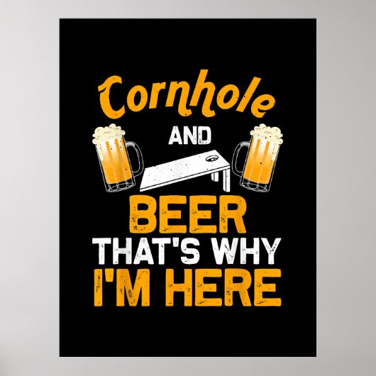 Funny Cornhole Gift For Men Cornhole Player Beer  ポスター (正面)
