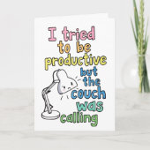 Funny "Couch Was Calling" Productive Work Humor カード (正面)