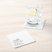 funny couple Hand Drawn  wedding スクエアペーパーコースター (インサイチュ)