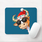 Funny Cow Christmas Cool Longhorn Santa Cow Hat Ho マウスパッド (マウス)