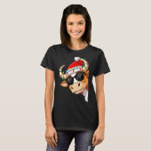 Funny Cow Christmas Cool Longhorn Santa Cow Hat Ho Tシャツ (正面フル)
