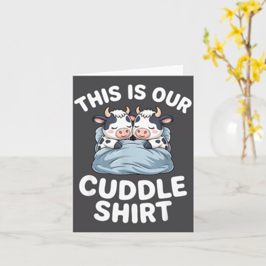 Funny Cow Couple Idea This Is Our Cuddle  カード (黄色い花)