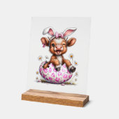 Funny Cow Easter Rabbit Cute Highland Cows Lover E アクリルサイン (傾斜)