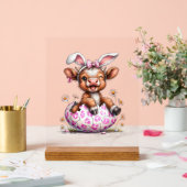 Funny Cow Easter Rabbit Cute Highland Cows Lover E アクリルサイン (ウェディング)