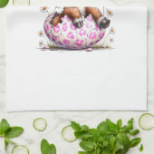 Funny Cow Easter Rabbit Cute Highland Cows Lover E キッチンタオル (折り畳み)