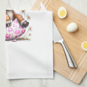 Funny Cow Easter Rabbit Cute Highland Cows Lover E キッチンタオル (四つ折り)