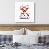 Funny Cow Easter Rabbit Cute Highland Cows Lover E キャンバスプリント (インサイチュ (寝室))