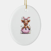 Funny Cow Easter Rabbit Cute Highland Cows Lover E セラミックオーナメント (右)