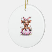 Funny Cow Easter Rabbit Cute Highland Cows Lover E セラミックオーナメント (左)