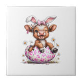 Funny Cow Easter Rabbit Cute Highland Cows Lover E タイル (正面)