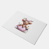 Funny Cow Easter Rabbit Cute Highland Cows Lover E ドアマット (アングル)