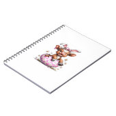 Funny Cow Easter Rabbit Cute Highland Cows Lover E ノートブック (左側)