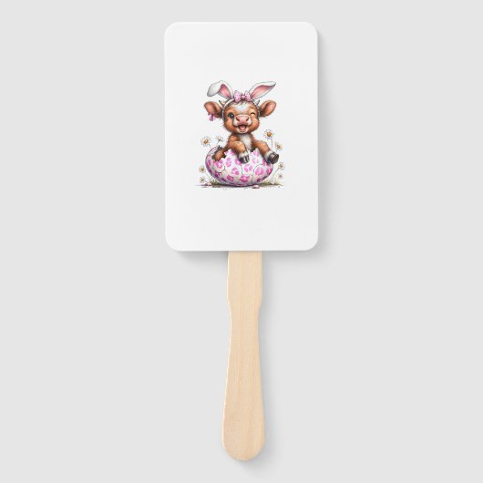 Funny Cow Easter Rabbit Cute Highland Cows Lover E ハンドファン (正面)