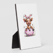 Funny Cow Easter Rabbit Cute Highland Cows Lover E フォトプラーク (側面)