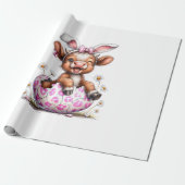 Funny Cow Easter Rabbit Cute Highland Cows Lover E ラッピングペーパー (アンロールド)