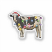 Funny Cow Farmer Cattle Christmas Lovers  シール (正面)