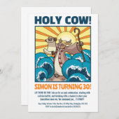 Funny Cow Holy Cow! Big Birthday Party Cartoon 招待状 (正面/裏面)