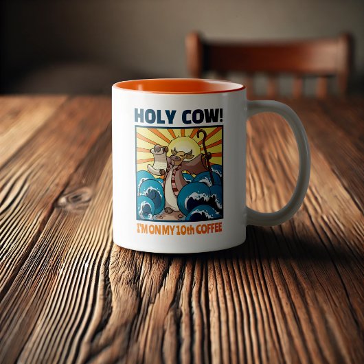 Funny Cow Holy Cow! I'm On My 10th Coffee Cartoon ツートーンマグカップ