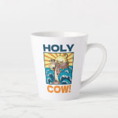 Funny Cow Holy Cow! Visual Pun Animal Cartoon カフェラテマグ (右)