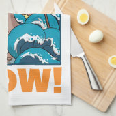 Funny Cow Holy Cow! Visual Pun Animal Cartoon キッチンタオル (四つ折り)