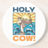 Funny Cow Holy Cow! Visual Pun Animal Cartoon コースター (正面)