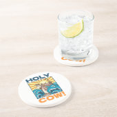 Funny Cow Holy Cow! Visual Pun Animal Cartoon コースター (側面)