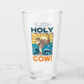 Funny Cow Holy Cow! Visual Pun Animal Cartoon タンブラーグラス (裏面)