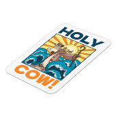 Funny Cow Holy Cow! Visual Pun Animal Cartoon マグネット (左側)