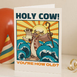 Funny Cow Holy Cow! You're How Old? Animal Cartoon カード