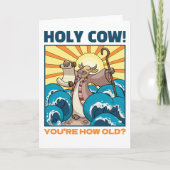Funny Cow Holy Cow! You're How Old? Animal Cartoon カード (正面)