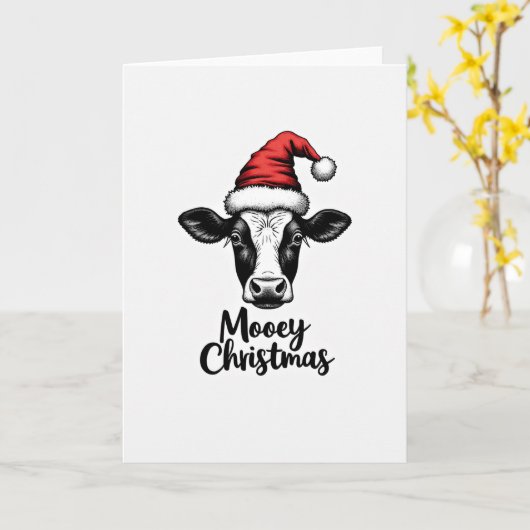 Funny Cow Mooey Christmas カード (黄色い花)