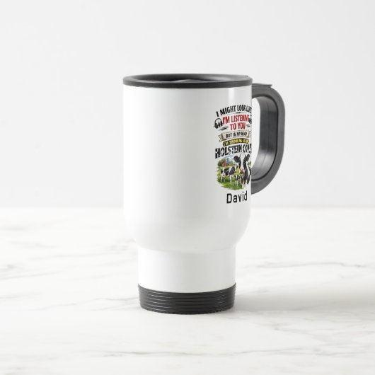 Funny Cow Mug – Thinking About Holstein Cows トラベルマグ (正面右)