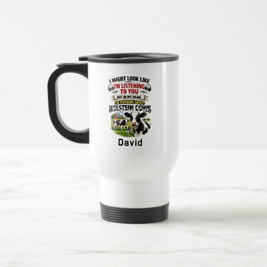 Funny Cow Mug – Thinking About Holstein Cows トラベルマグ (左)