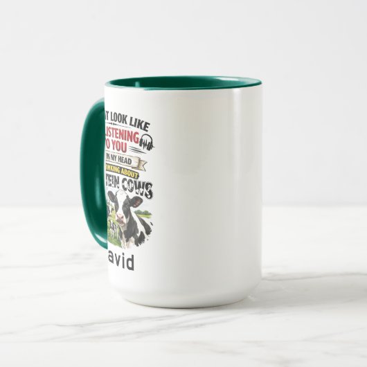 Funny Cow Mug – Thinking About Holstein Cows マグカップ (正面左)