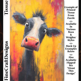 Funny Cow Portrait in Bold Colors DZ4L Decoupage 薄葉紙