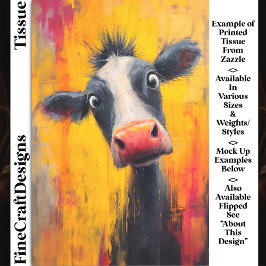 Funny Cow Portrait in Bold Colors DZ4R Decoupage 薄葉紙