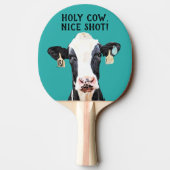Funny Cow Pun Nice Shot Holstein Dairy Animal 卓球ラケット (裏面)