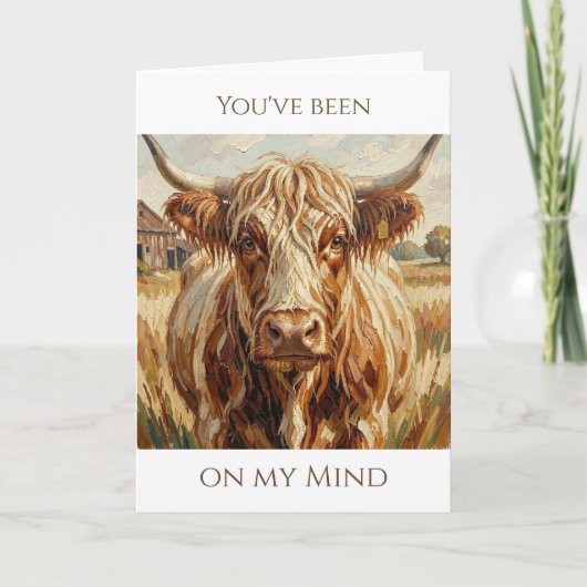 Funny Cow Pun | Thinking About You カード (正面)