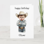 Funny Cowboy Baby Birthday Card カード (正面)