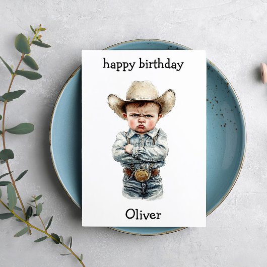 Funny Cowboy Baby Birthday Card カード