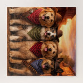 Funny Cowboy Dogs Puzzle | Wild West Dog Art ジグソーパズル (横)